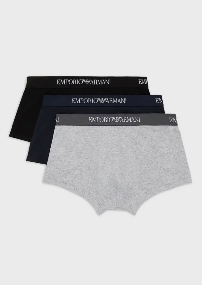 情人節禮物男朋友｜ Emporio Armani 男士全棉合身平角三條裝平角內褲 HK$470